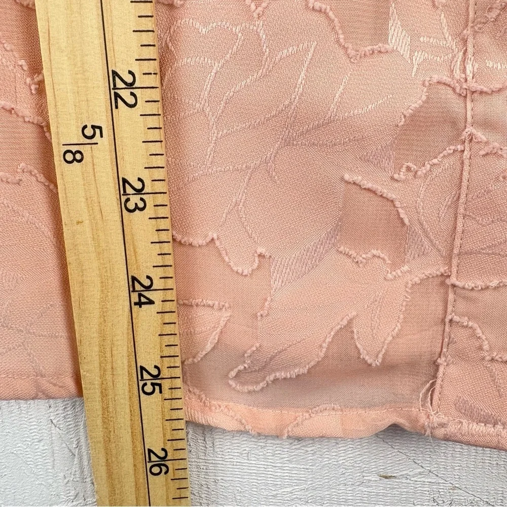 Elle Floral Dusty Rose Peach Sleeveless Blouse Floral Jacquard Weave Lace Small - Picture 9 of 12